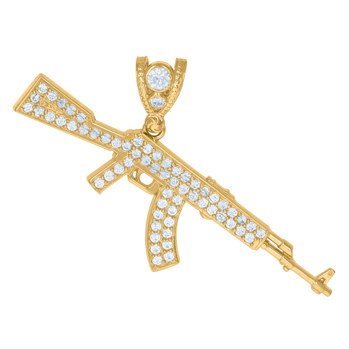 10kt Yellow Gold Mens Black White Cubic-Zirconia Teddy Bear Charm Pendant