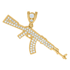 10kt Yellow Gold Mens Black White Cubic-Zirconia Teddy Bear Charm Pendant