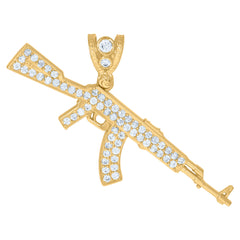 10kt Yellow Gold Mens Black White Cubic-Zirconia Teddy Bear Fashion Charm Pendant