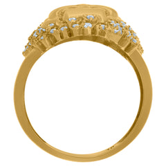 10kt Two-Tone Gold Mens Diamond-Cut Textured Initial Letter Y Band Ring