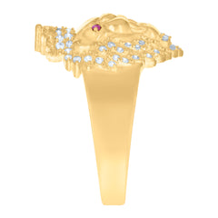 10kt Two-Tone Gold Mens Eagle Bird Patriotism Medallion Cuban Link Charm Pendant