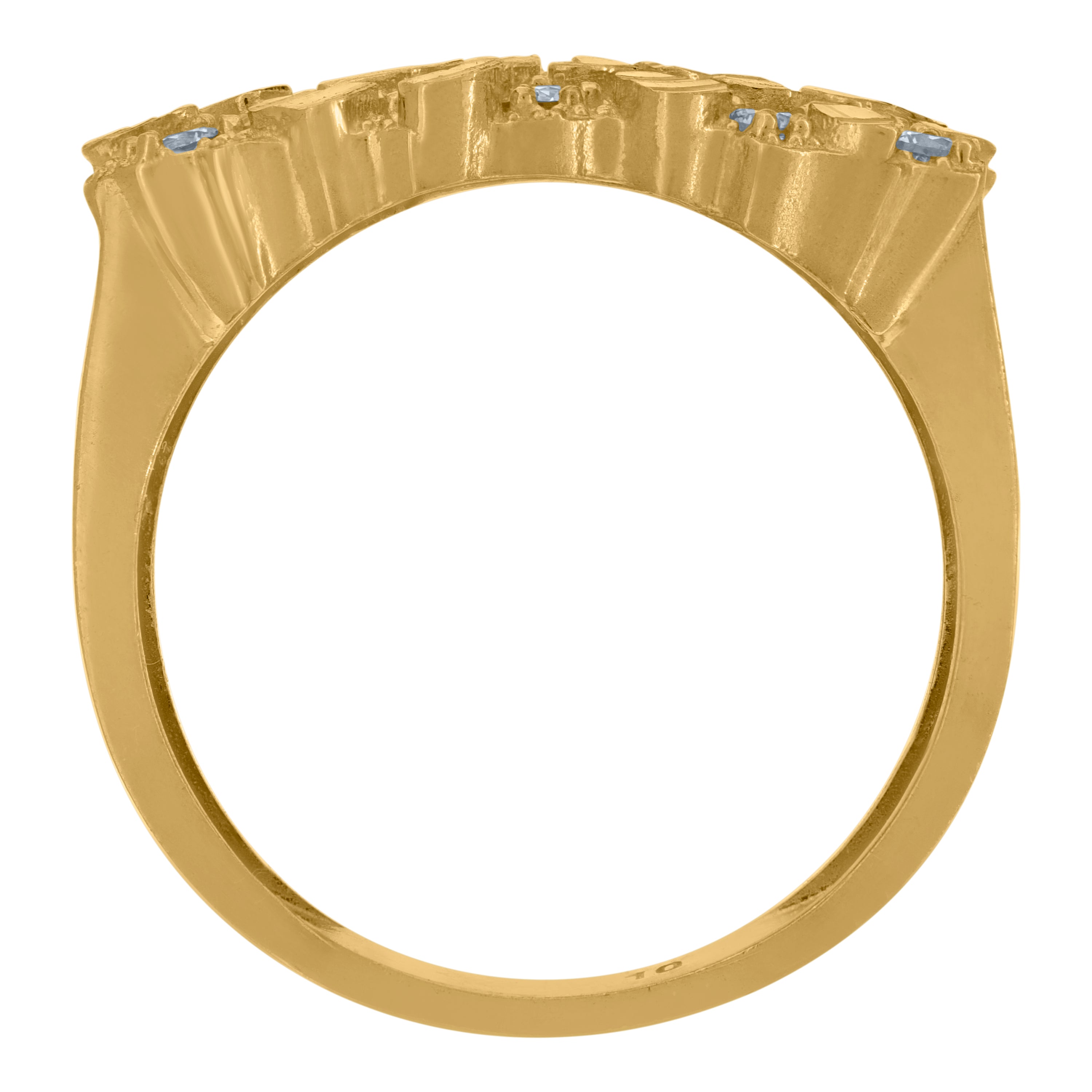 10kt Two-tone Gold Mens Cubic-Zirconia St. Jes˙s Malverde Religious Square Head Nugget Ring