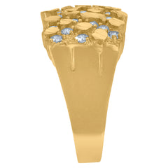 10kt Two-tone Gold Mens Cubic-Zirconia St. Jes˙s Malverde Religious Square Head Nugget Ring