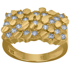 10kt Two-tone Gold Mens Cubic-Zirconia St. Jes˙s Malverde Religious Square Head Nugget Ring