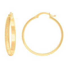 14Kt Yellow Gold Womens Greek Huggie Hoop 25Mm Earrings