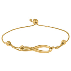 14Kt Yellow Gold Womens Heart & Infinity Charm Adjustable Bolo Bracelet Size 9 Inches