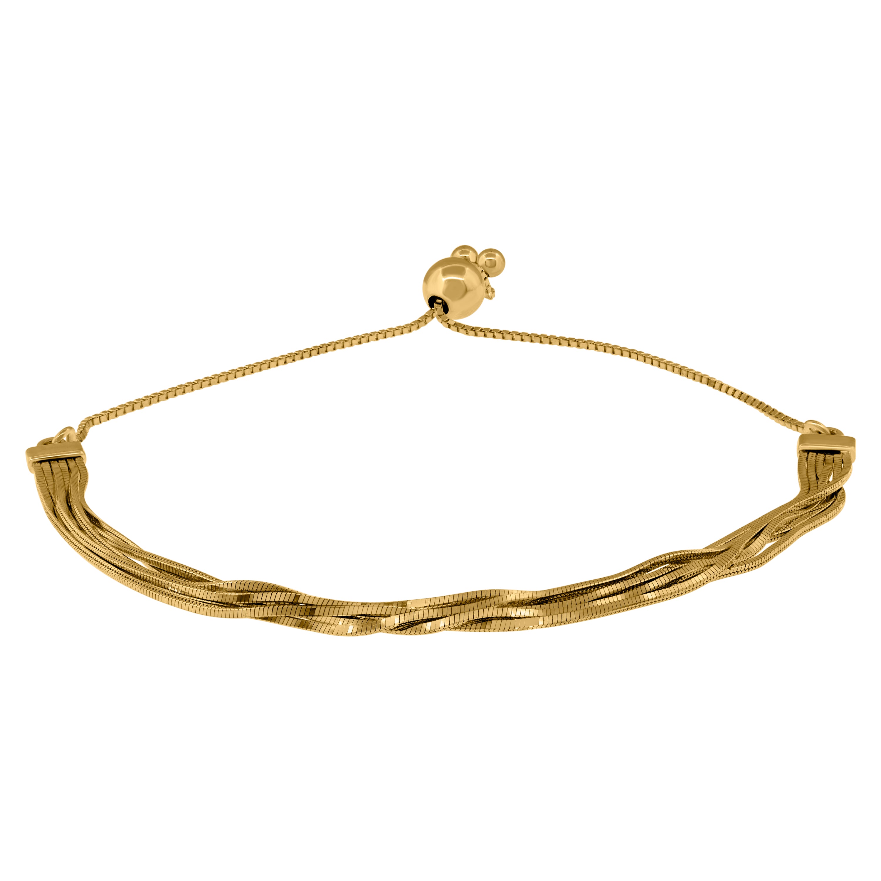 14Kt Yellow Gold Womens Multi-Strand Link Adjustable Bolo Bracelet Size 9 Inches
