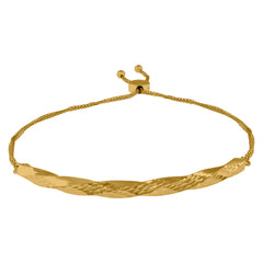 14Kt Yellow Gold Womens Twisted Adjustable Bolo Bracelet Size 9 Inches