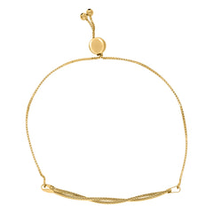 14Kt Yellow Gold Womens Twisted Chain Link Mesh Adjustable Bolo Bracelet Size 9 Inches