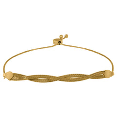 14Kt Yellow Gold Womens Twisted Chain Link Mesh Adjustable Bolo Bracelet Size 9 Inches