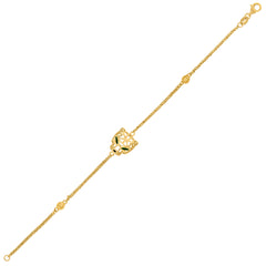 14kt Yellow Gold Womens Enameled Panther Head Charm Bracelet Size 7 Inches
