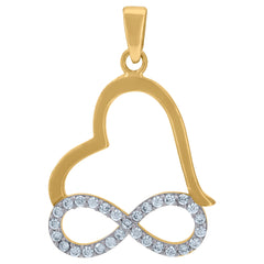14Kt Two-Tone Gold Womens Cubic Zirconia Love Infinity Heart Charm Pendant