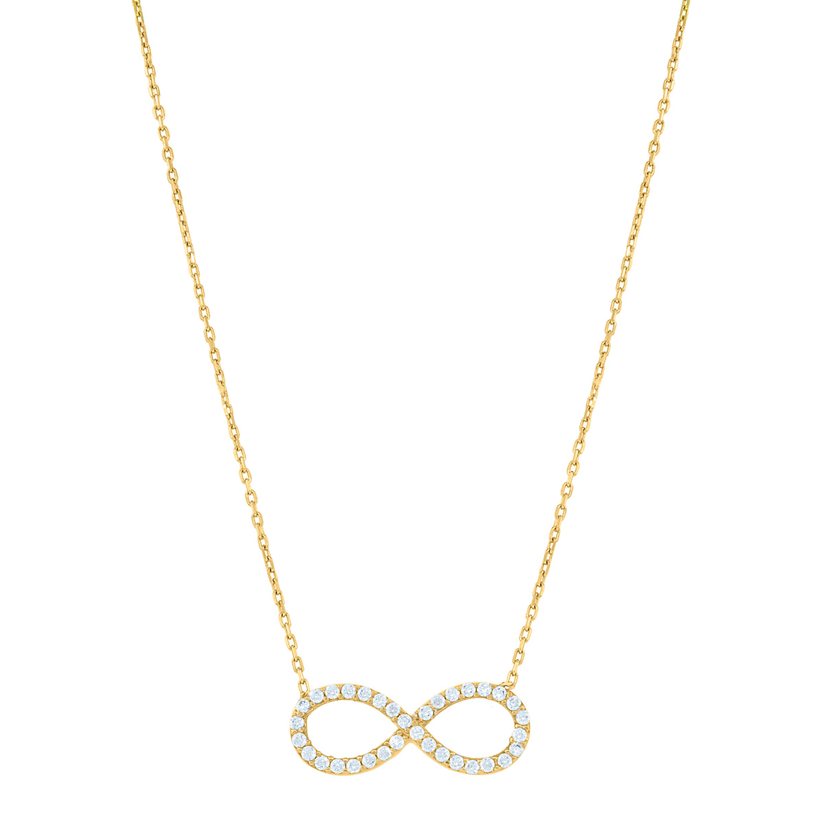 14Kt Yellow Gold Womens Cubic Zirconia Love Infinity Charm Pendant