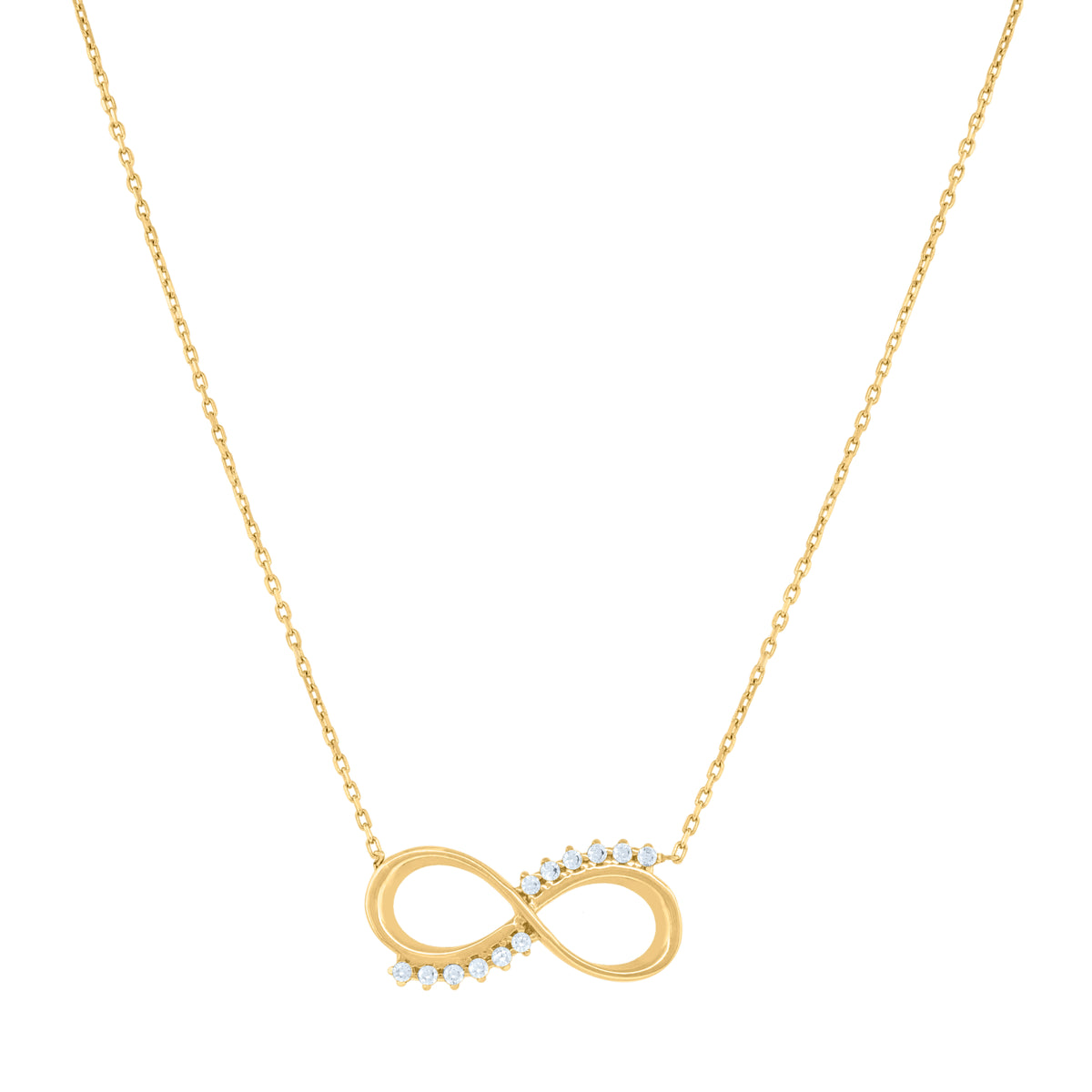 14Kt Yellow Gold Womens Cubic Zirconia Love Infinity Charm Pendant