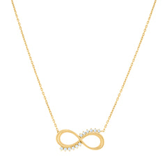 14Kt Yellow Gold Womens Cubic Zirconia Love Infinity Charm Pendant