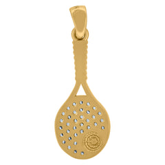 14Kt Two-Tone Gold Unisex Cubic Zirconia Tennis Racquet Ball Sport Charm Pendant