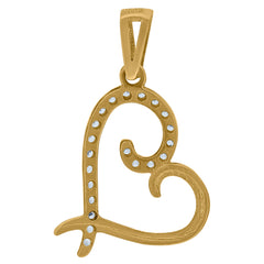 14Kt Two-Tone Gold Womens Cubic-Zirconia Heart Charm Pendant