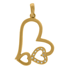 14Kt Two-Tone Gold Womens Cubic Zirconia Three Open Heart Charm Pendant