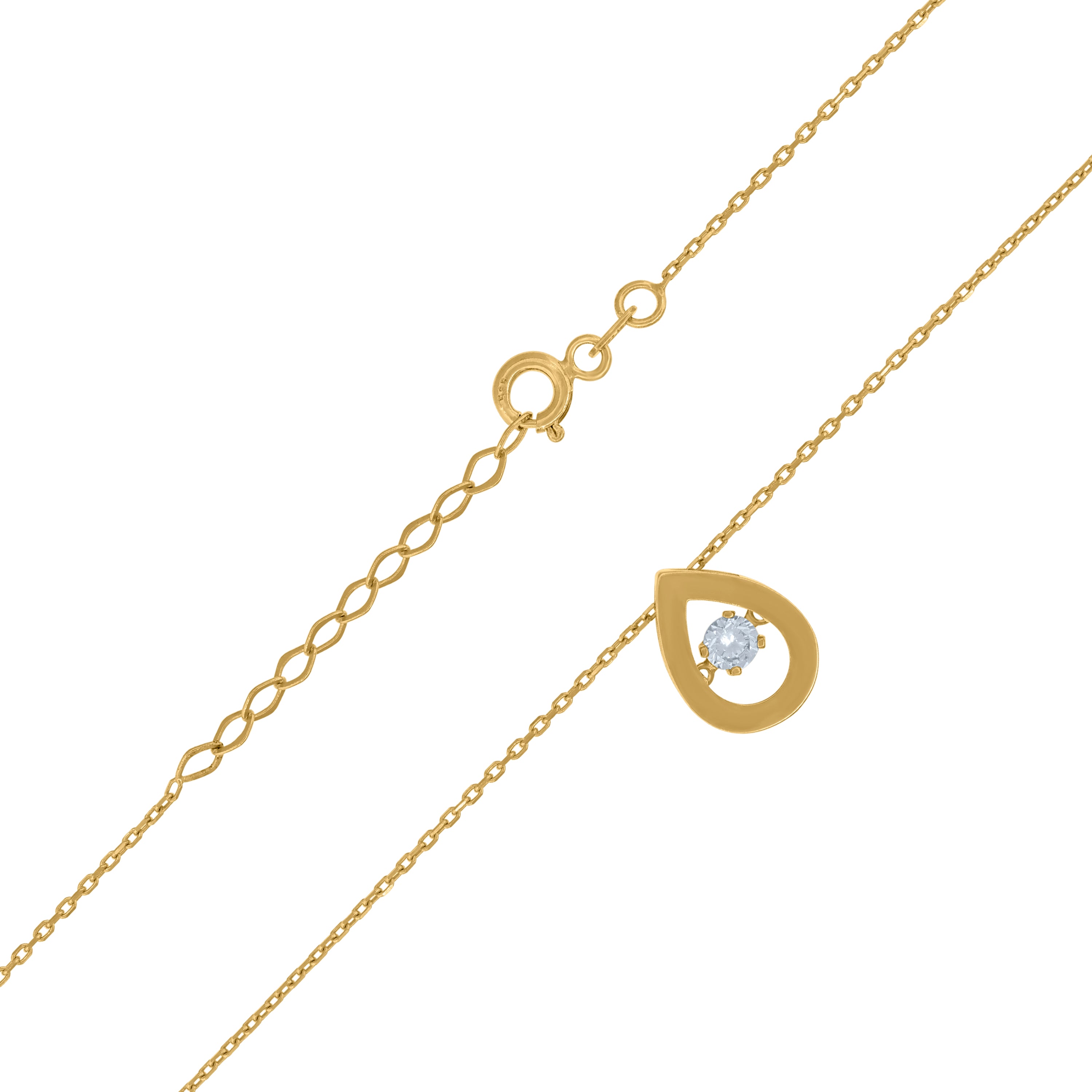 14Kt Yellow Gold Womens Sparkling Cubic Zirconia Teardrop Charm Pendant