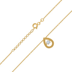 14Kt Yellow Gold Womens Sparkling Cubic Zirconia Teardrop Charm Pendant