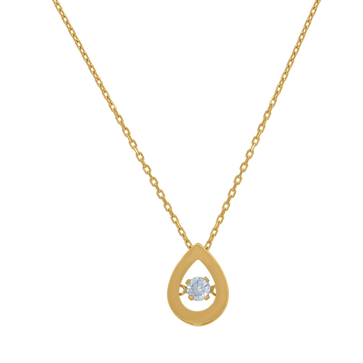 14Kt Yellow Gold Womens Sparkling Cubic Zirconia Teardrop Charm Pendant