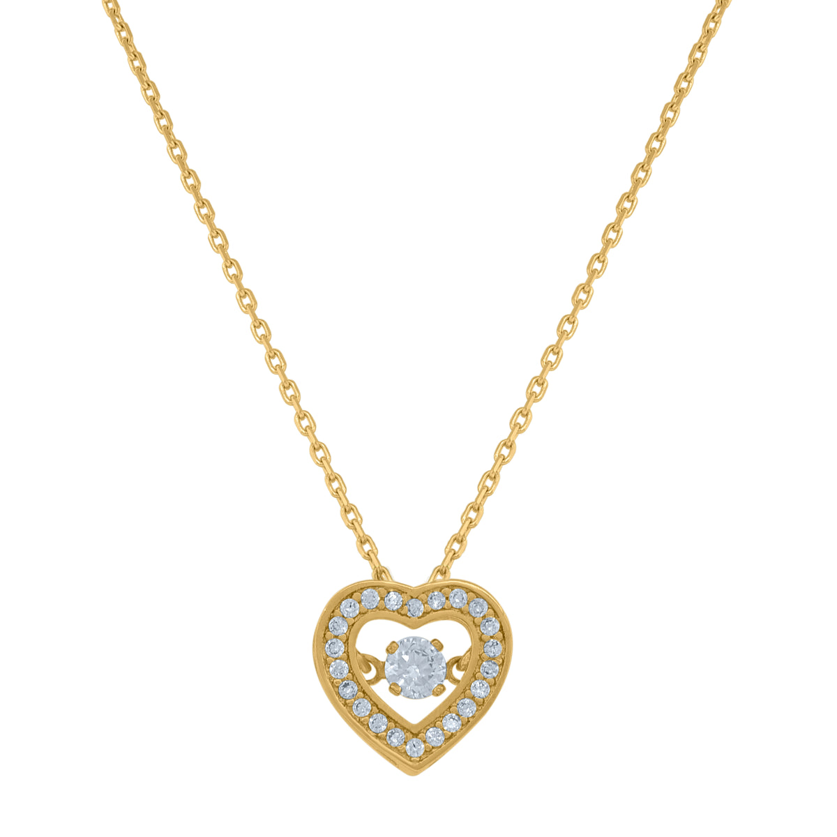 14Kt Yellow Gold Womens Sparkling Cubic Zirconia Heart Charm Pendant
