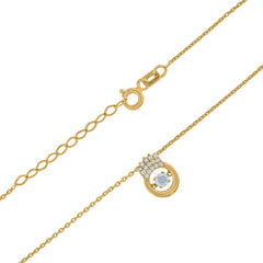 14Kt Yellow Gold Womens Sparkling Cubic Zirconia Circle With Crown Charm Pendant