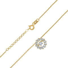 14Kt Yellow Gold Womens Baguette And Round Sparkling Cubic Zirconia Circle Charm Pendant