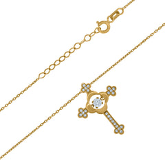 14Kt Yellow Gold Womens Sparkling Cubic Zirconia Cross Religious Charm Pendant