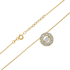 14Kt Yellow Gold Womens Baguette And Round Sparkling Cubic Zirconia Circle Charm Pendant