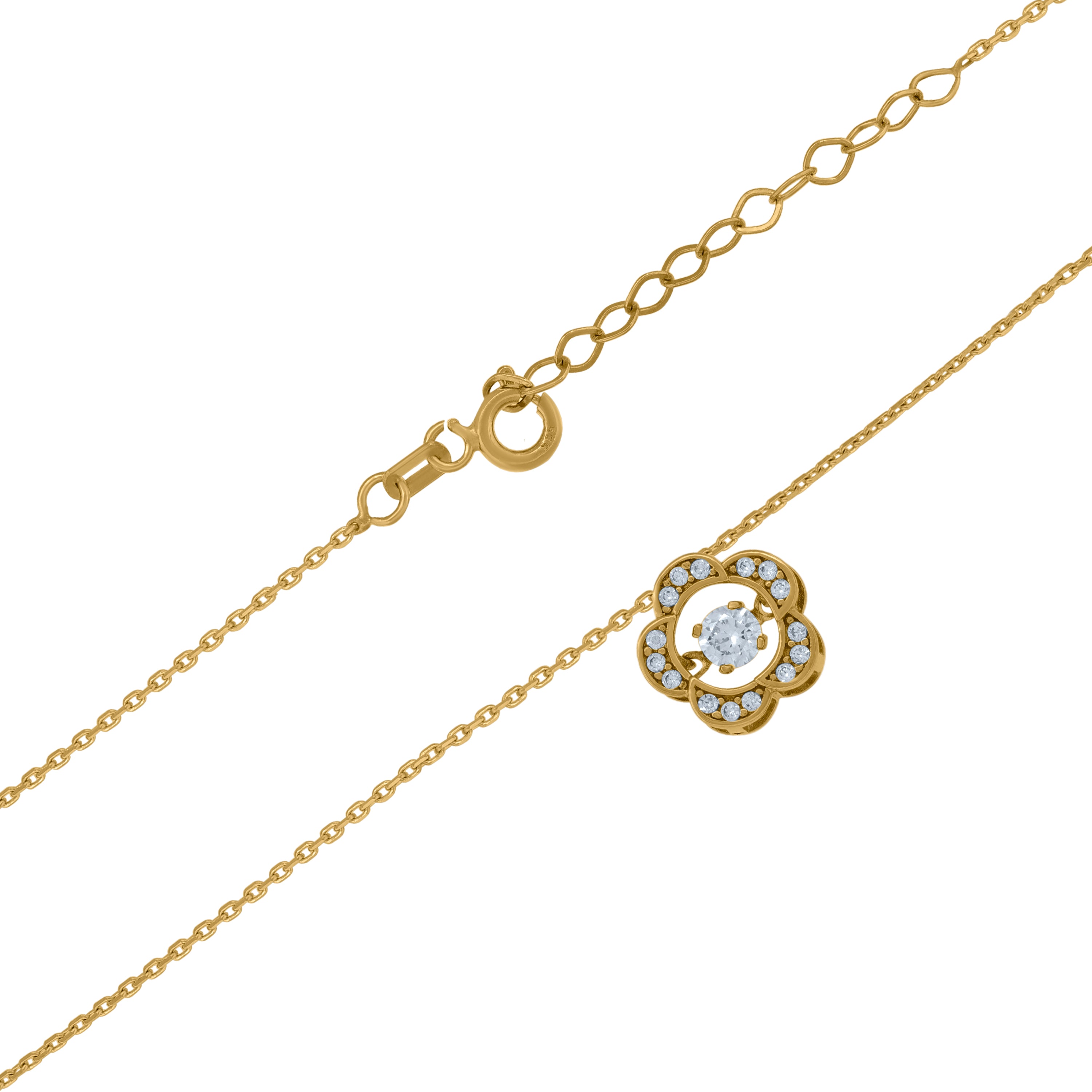 14Kt Yellow Gold Womens Sparkling Cubic Zirconia Floral Charm Pendant