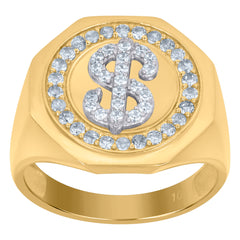 10kt Yellow Gold Mens Cubic-Zirconia Square Head Cluster Fashion Rings