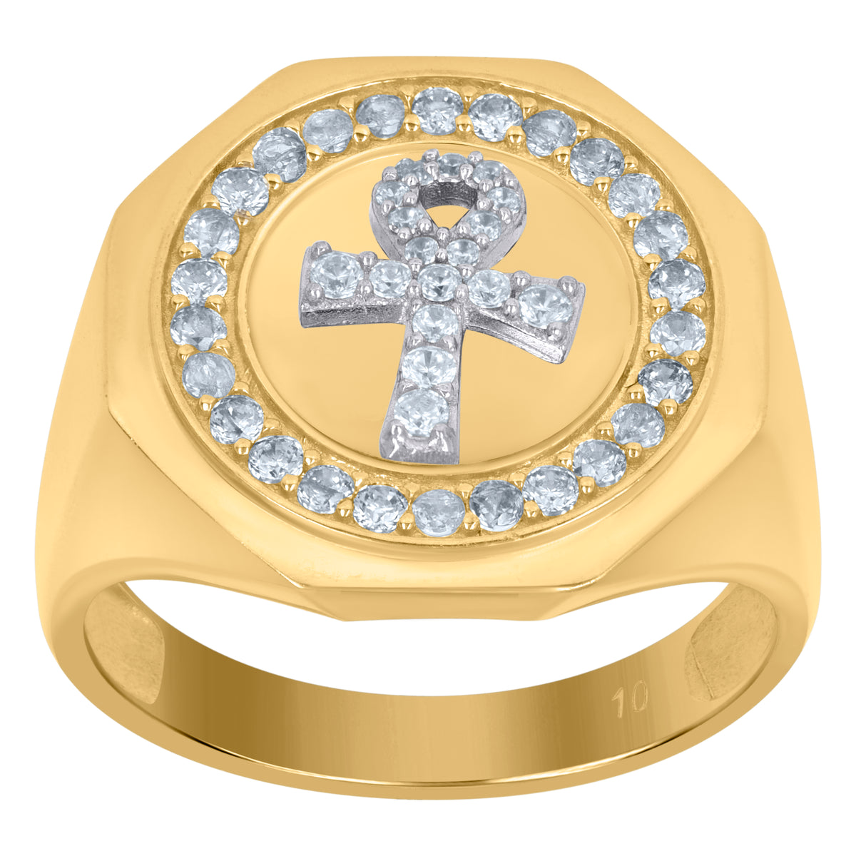 10kt Yellow Gold Mens Cubic-Zirconia Square Stud Earrings
