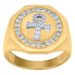 10kt Yellow Gold Mens Cubic-Zirconia Square Stud Earrings