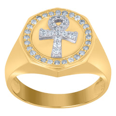 10kt Yellow Gold Mens Cubic-Zirconia Square Stud Earrings