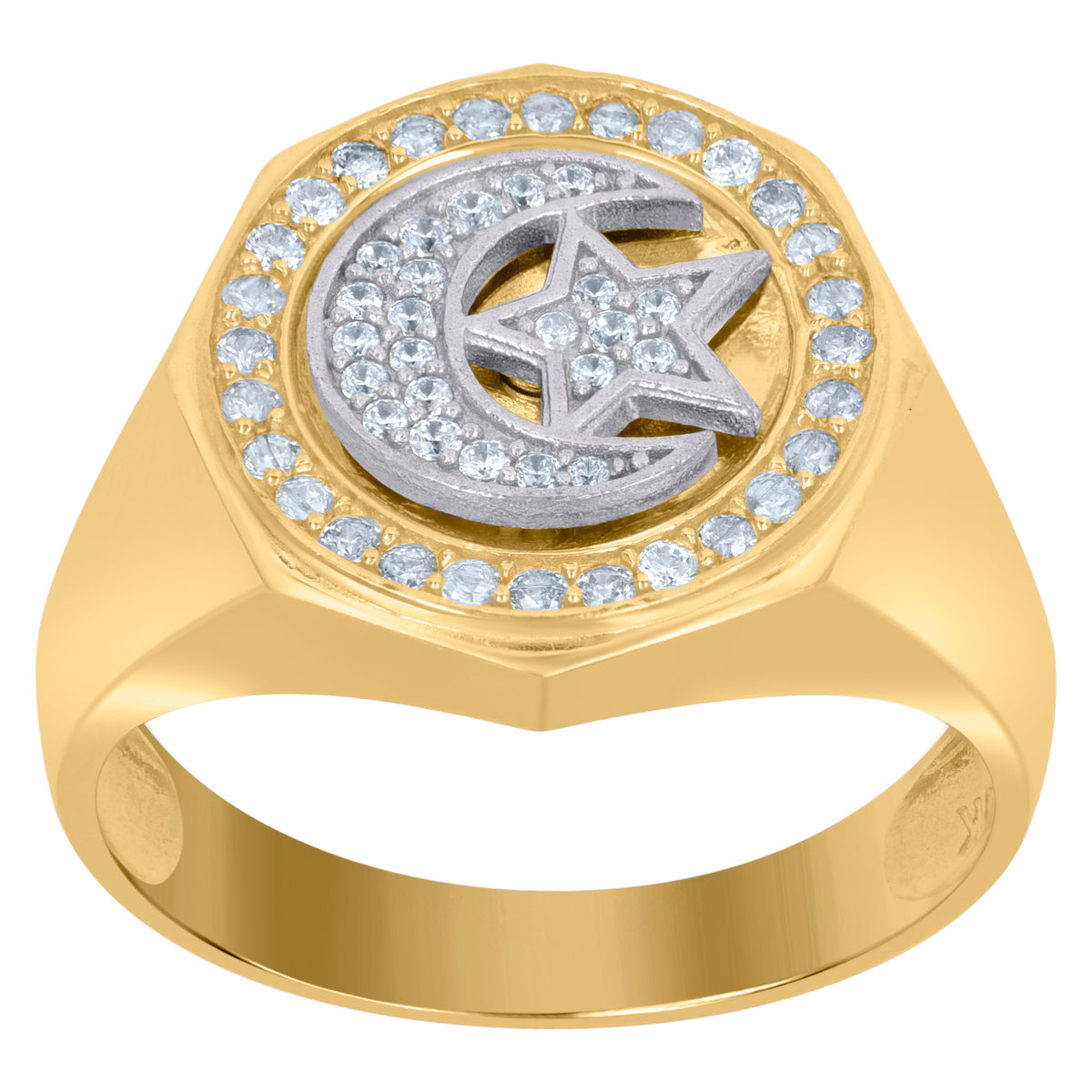 10kt Yellow Gold Mens Cubic-Zirconia Square Stud Earrings