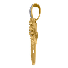 10kt Two-Tone Gold Mens Zodiac Sign Leo Lion Head Charm Pendant