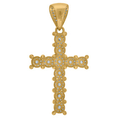10kt Two-Tone Gold Womens Textured Raphael Angel Religious Round Stud Earrings