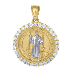 10kt Two-Tone Gold Mens Women Cubic Zirconia Jesus Face Religious Charm Pendant