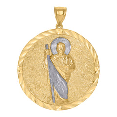 10kt Yellow Gold Mens Cubic-Zirconia St. Jude Religious Charm Pendant