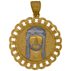 10kt Two-Tone Gold Mens Textured Crucifix Religious Charm Pendant