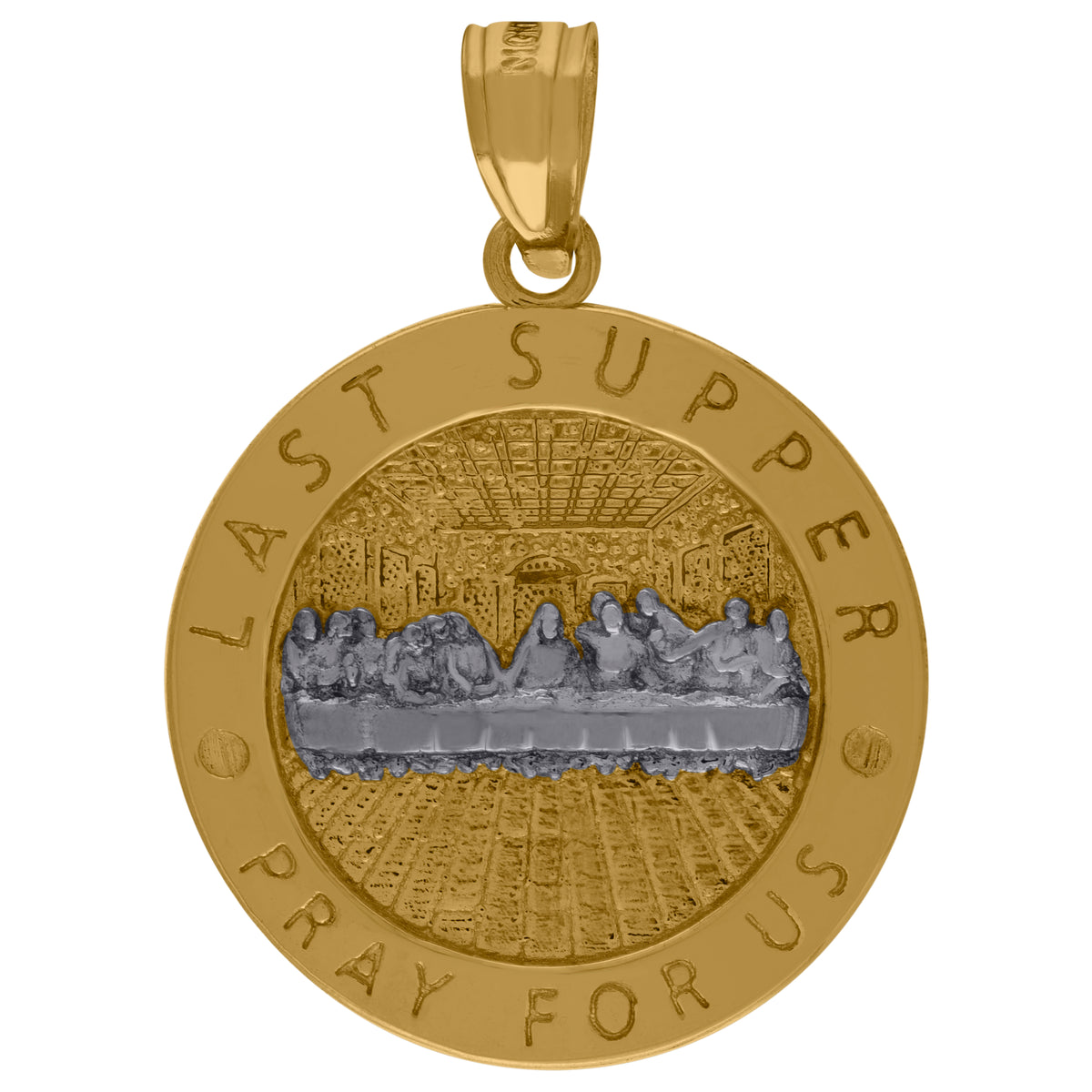 10kt Two-Tone Gold Mens Religious Last Supper Pendant