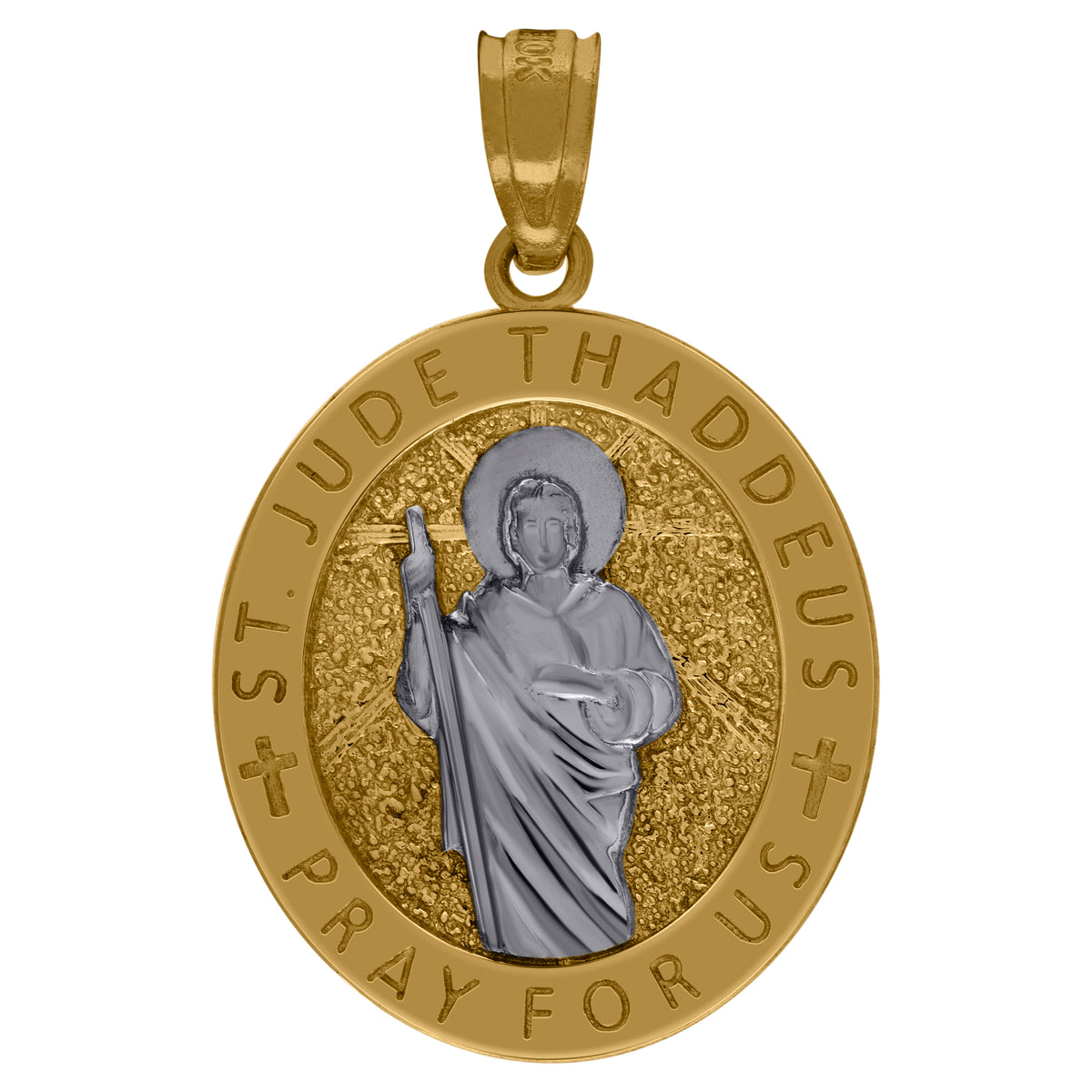 10kt Two-Tone Gold Mens Religious St. Jude Pendant
