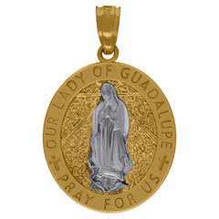 10kt Two-Tone Gold Mens Religious Guadalupe Pendant