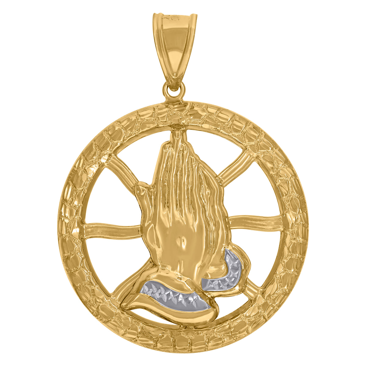 10kt Two-Tone Gold Mens Women Textured Globe Charm Pendant
