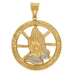 10kt Two-Tone Gold Mens Women Textured Globe Charm Pendant