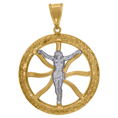 10kt Two-Tone Gold Mens Religious Crucifix Pendant