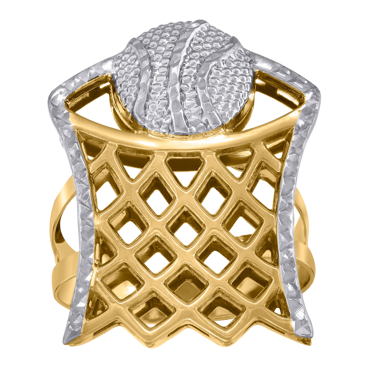 10kt Two-Tone Gold Mens Cubic Zirconia Greek Key Square Head Engagement Ring
