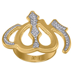 10kt Two-Tone Gold Mens Diamond-Cut Textured Initial Letter H Band Ring