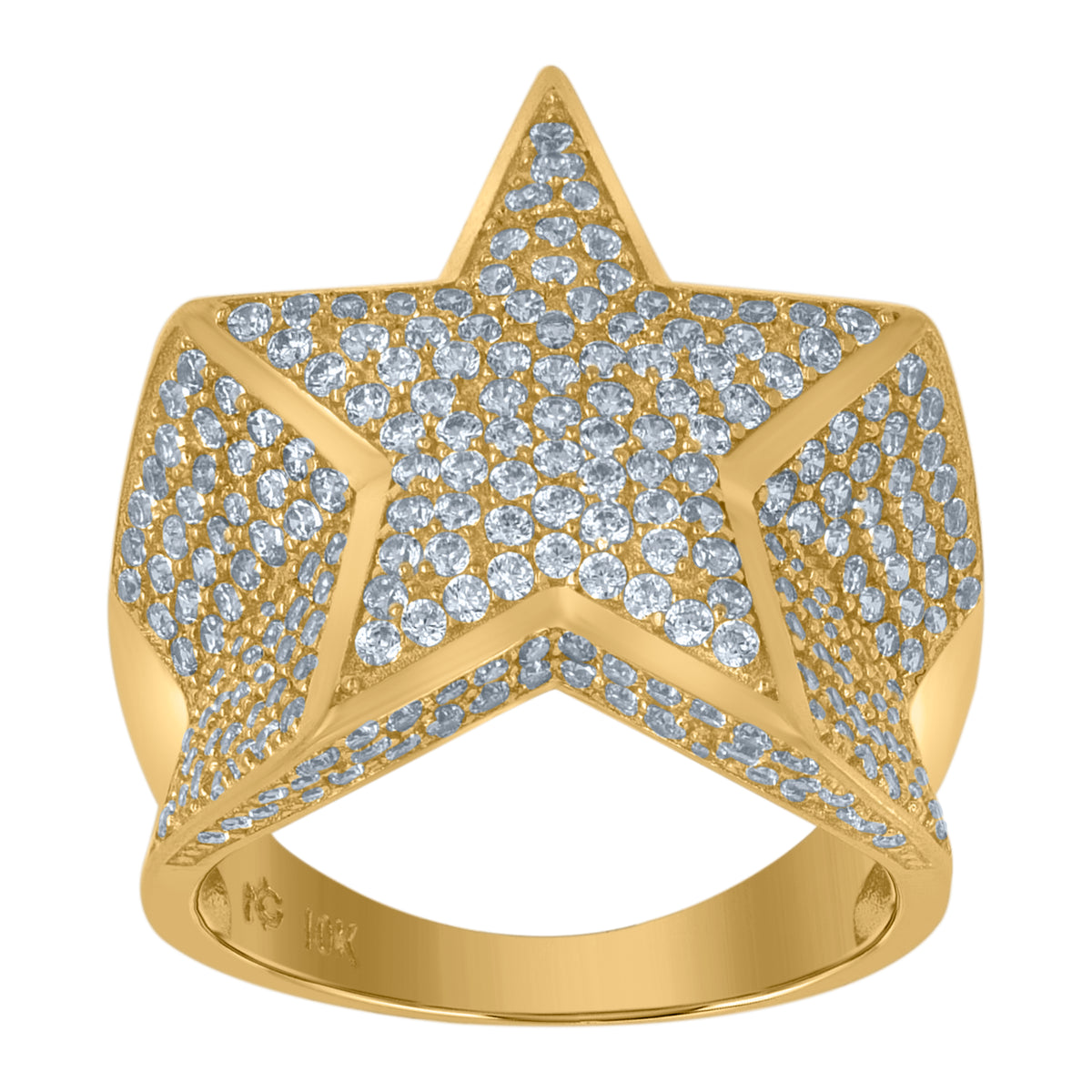 10kt Two-Tone Gold Mens Cubic Zirconia CZ Cluster Square Ring